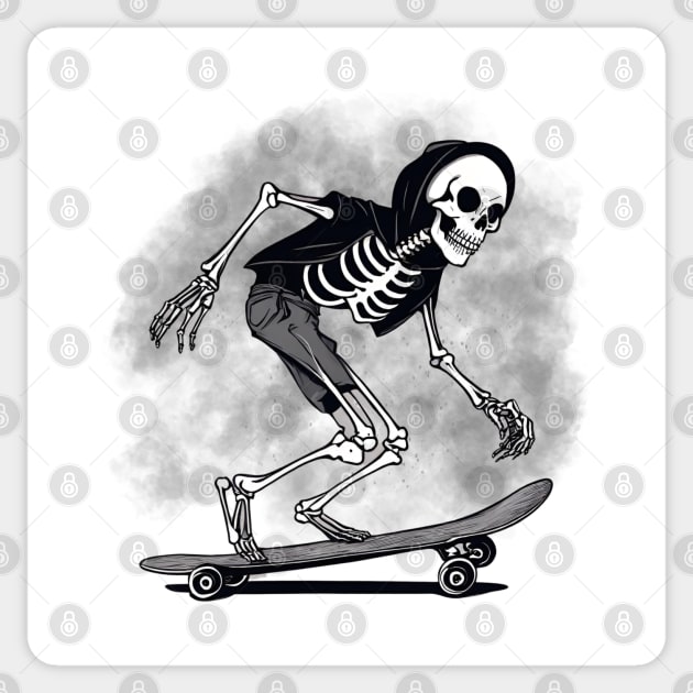 hooligan skeleton riding on a skateboard Sticker by in leggings